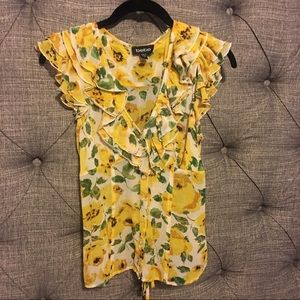 Bebe Yellow Flower Blouse- Medium