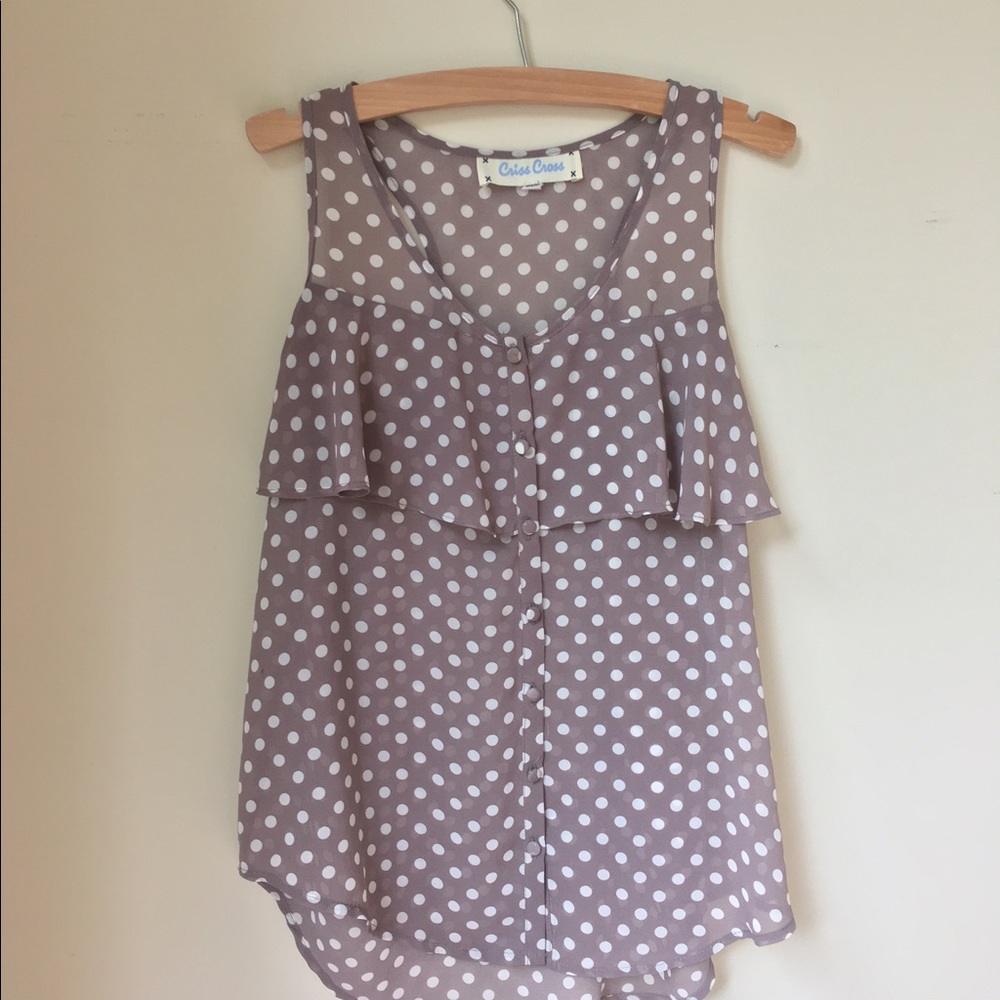 Francesca's Collections Polka Dot Chiffon Blouse