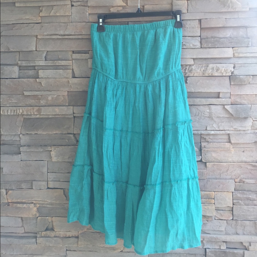 Maurice's green strapless dress
