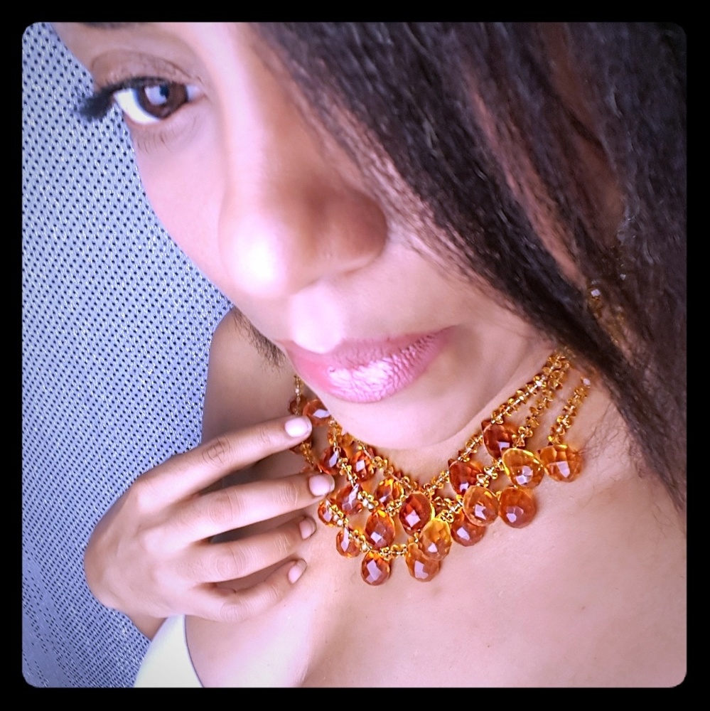 CUSTOM MADE RUST COLOR STATEMENT NECKLACE