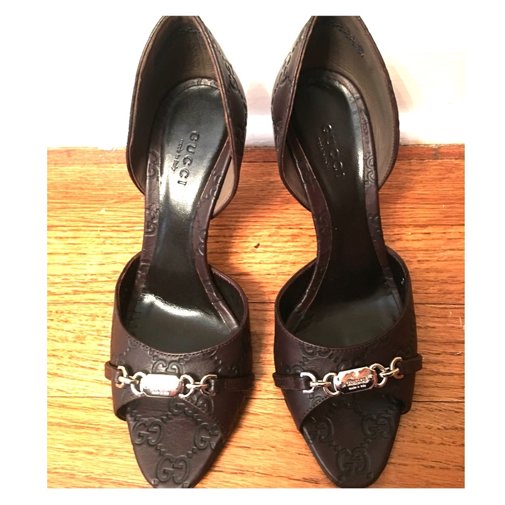 New Gucci guccisima leather peep toe 5.5 (35.5).