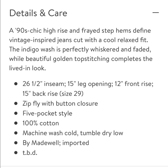 Madewell The Perfect Vintage Jeans Size 29 - Picture 6 of 7