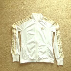 Adidas EUC very rare white and gold track jacket!