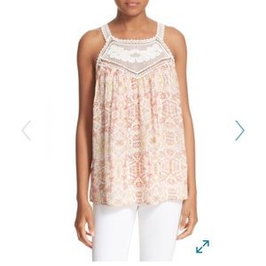 Joie Bayard crochet yoke silk tank