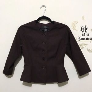 Body by Victoria Maroon Peplum Button Blazer