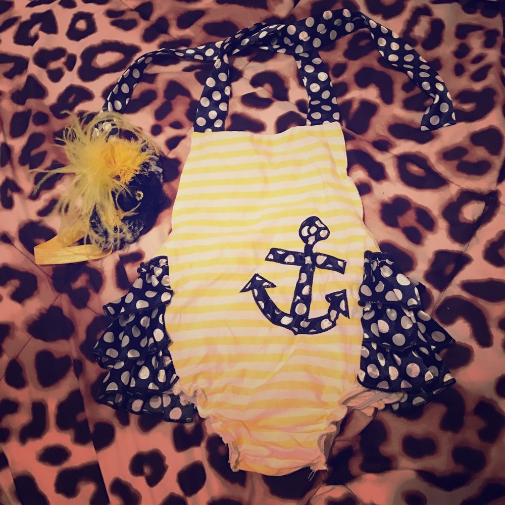 Nautical romper with matching headband