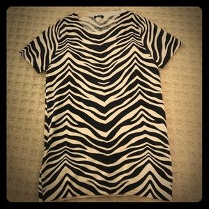 J.Crew black and beige zebra print, wool tee.