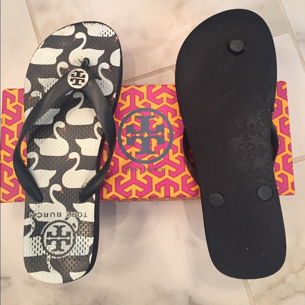 Tory Burch Flip Flops with cute swans!