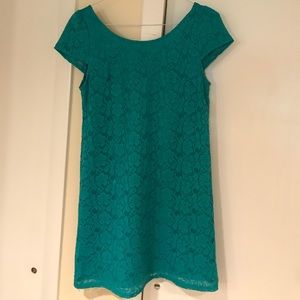Francesca's teal cap sleeve dress