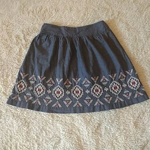 American Eagle Chambray Embroidered Skirt