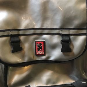 Chrome brand silver backpack/messenger bag