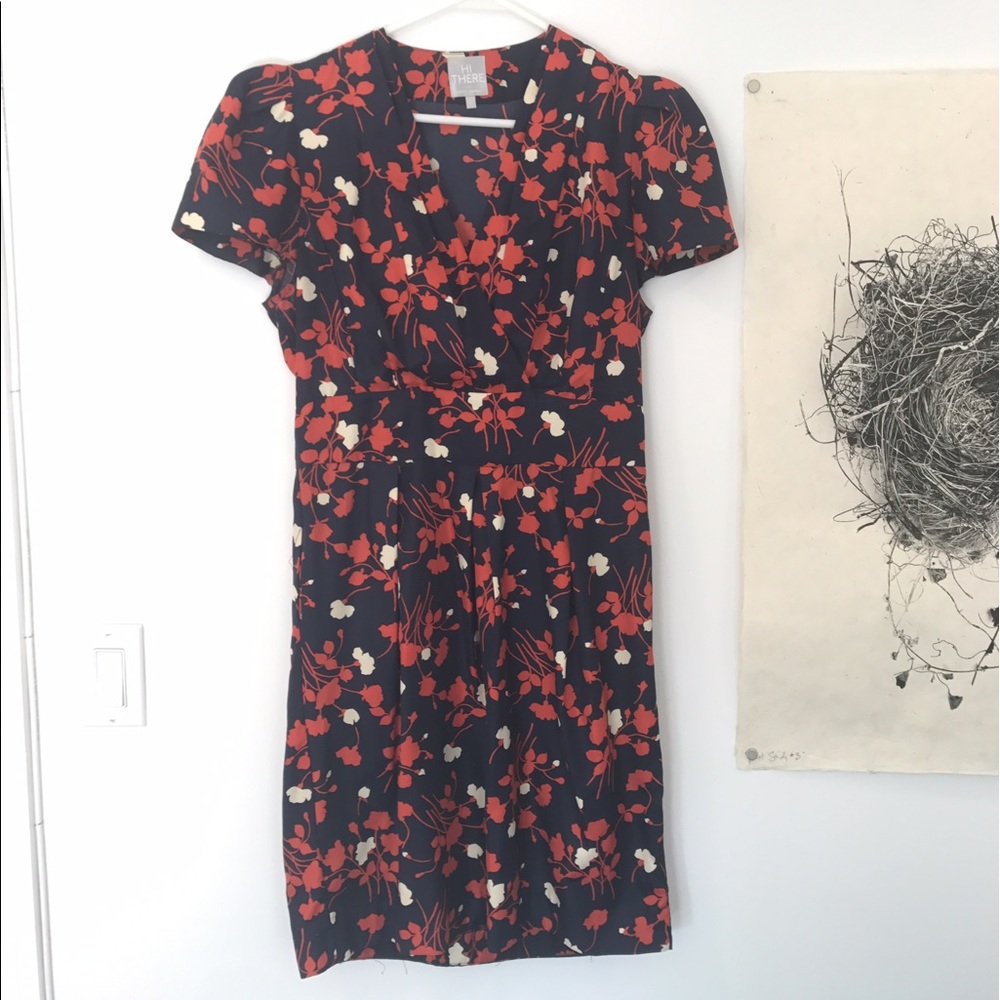 Hi by Karen Walker navy and orange floral dress