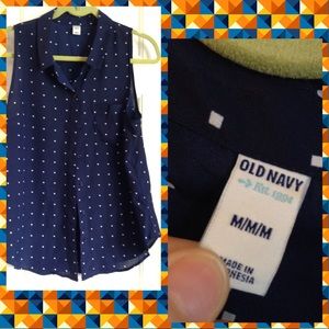 Blue old navy patterned button down blouse