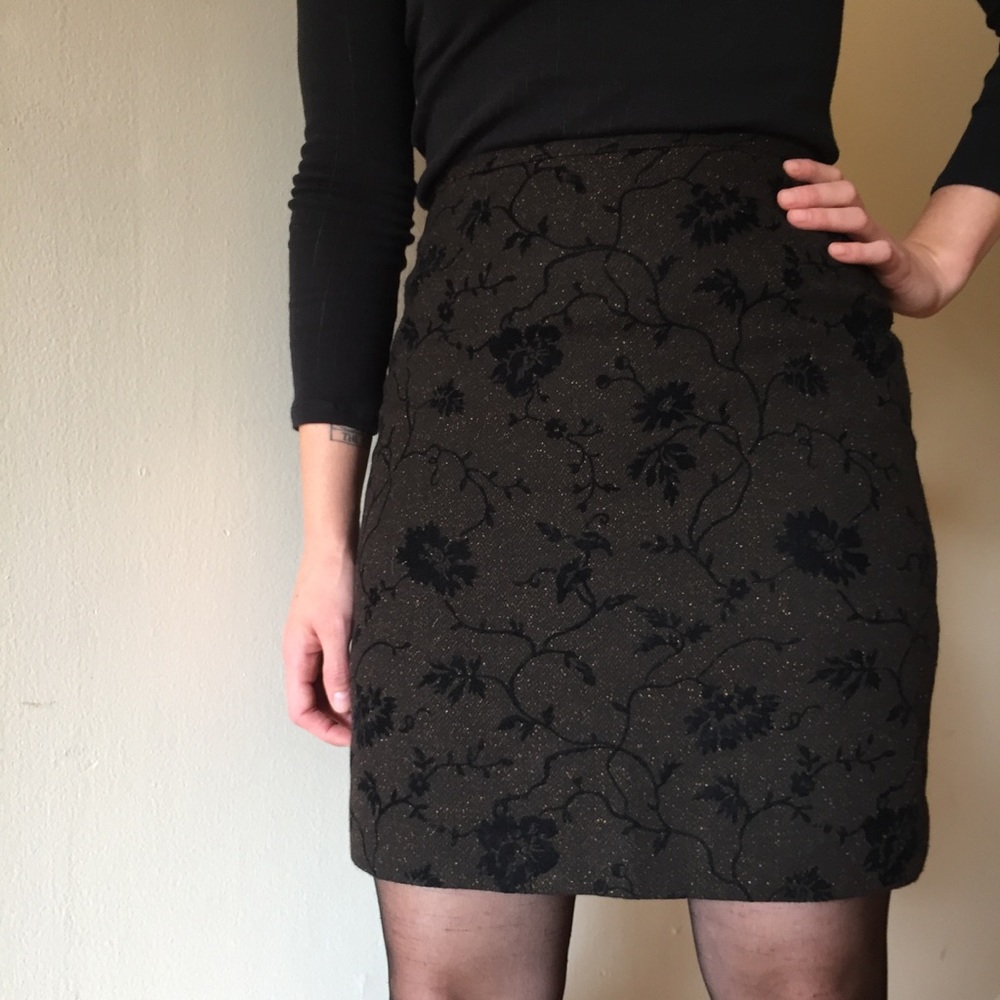 Vintage Floral Tweed Mini Skirt