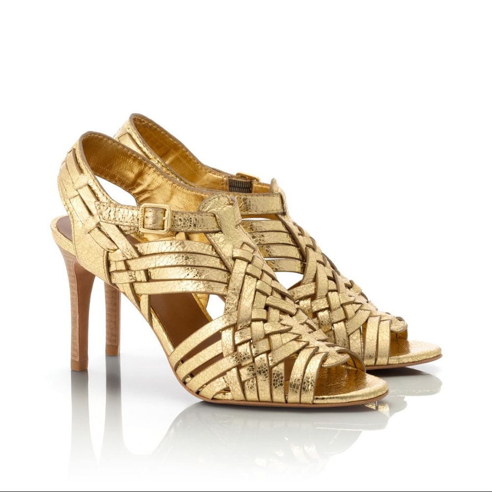 Tory Burch Nadia Metallic Gold Leather Sandals