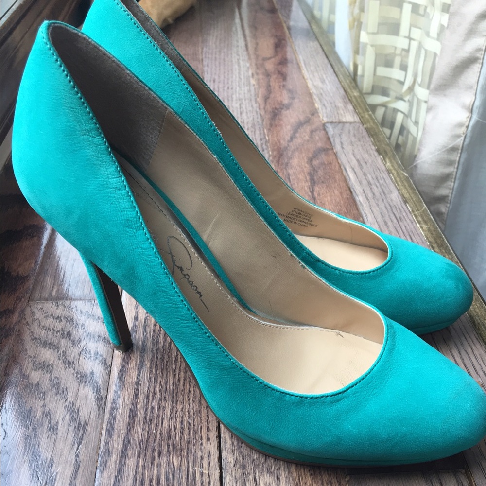 Turquoise 4 inch heels