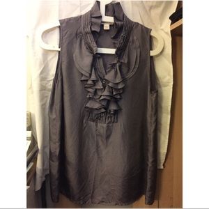 JCrew sleeveless ruffle silk top