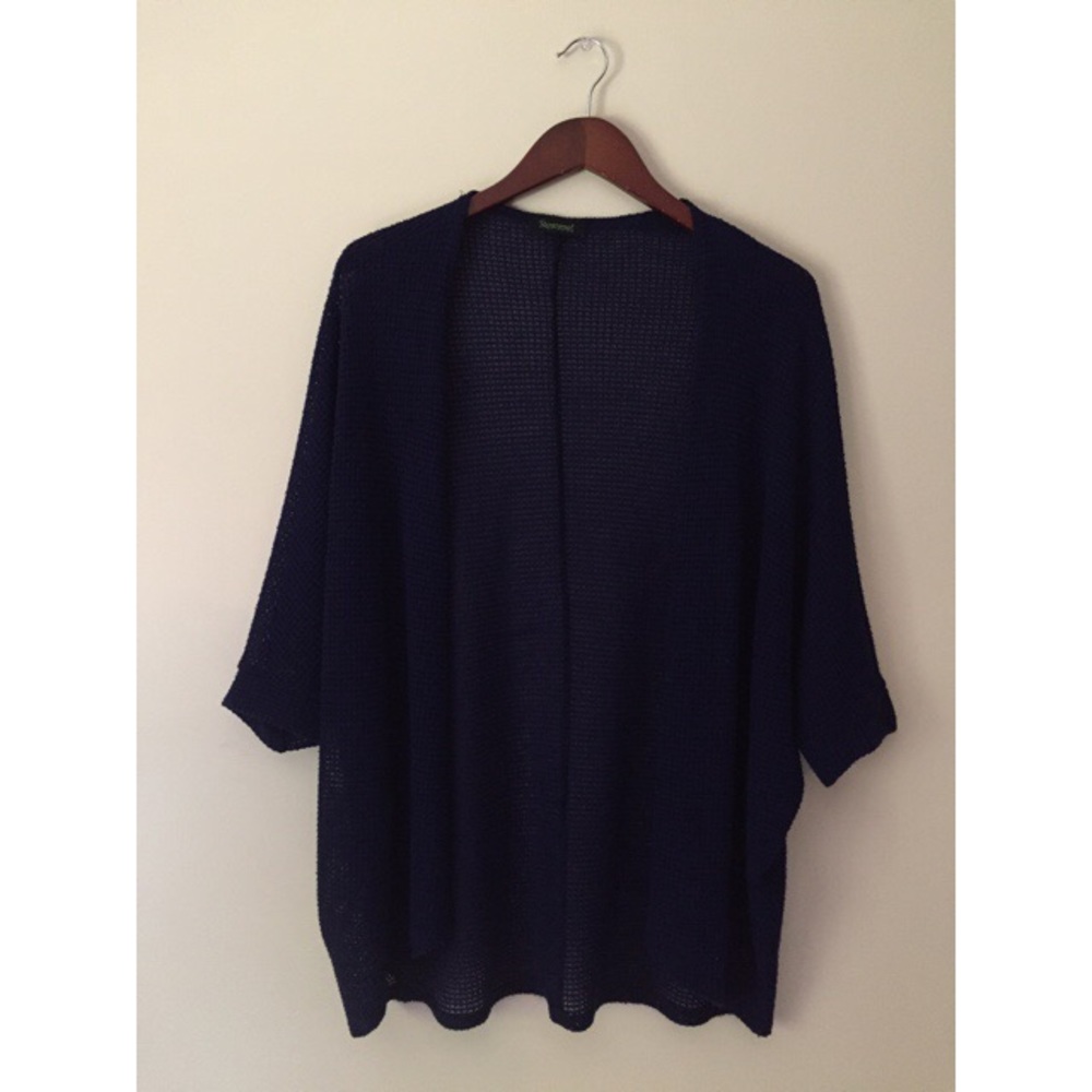 Midnight Blue and Black Thin Knitted Cardigan