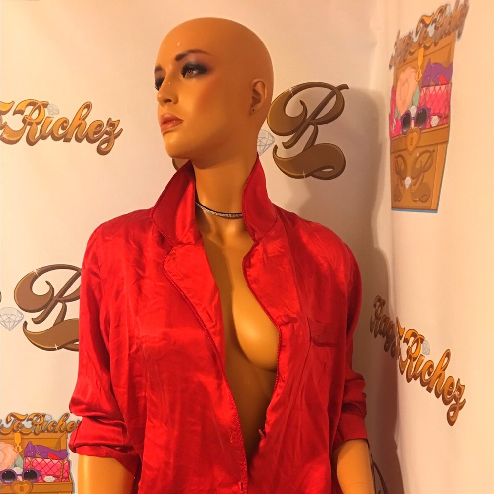 Red silk intimates two piece