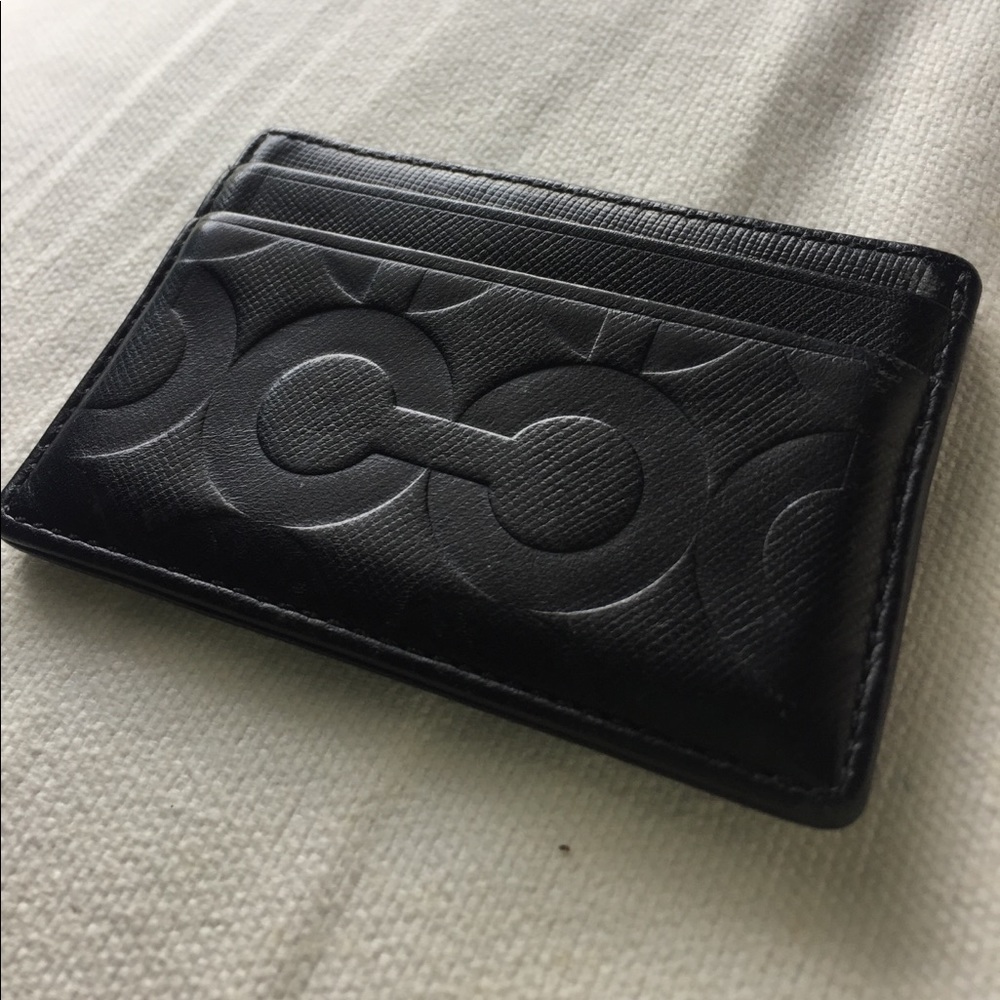 Black Leather Coach Card Holder