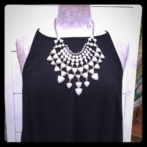 Creamy White Teardrop Tiered Stone Necklace