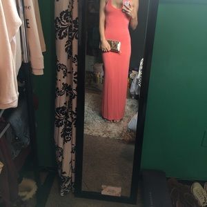 Long peach pink maxi dress. So comfortable & cute