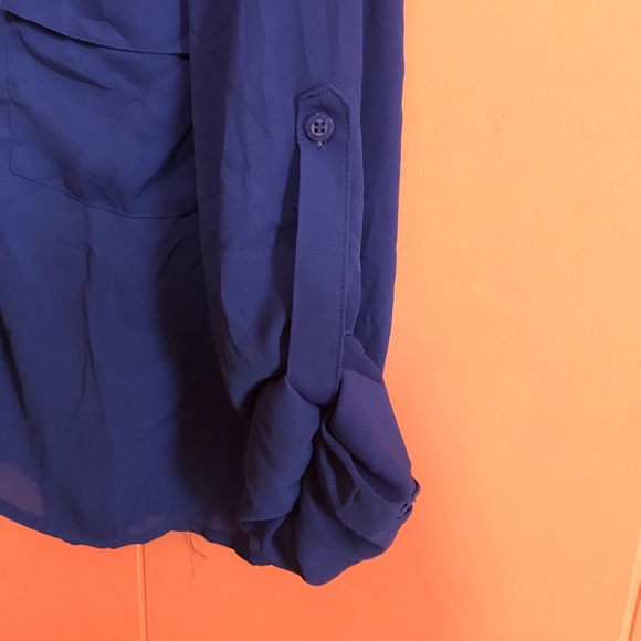 New York & Company Button Down Polyester Crop Top - Picture 2 of 5