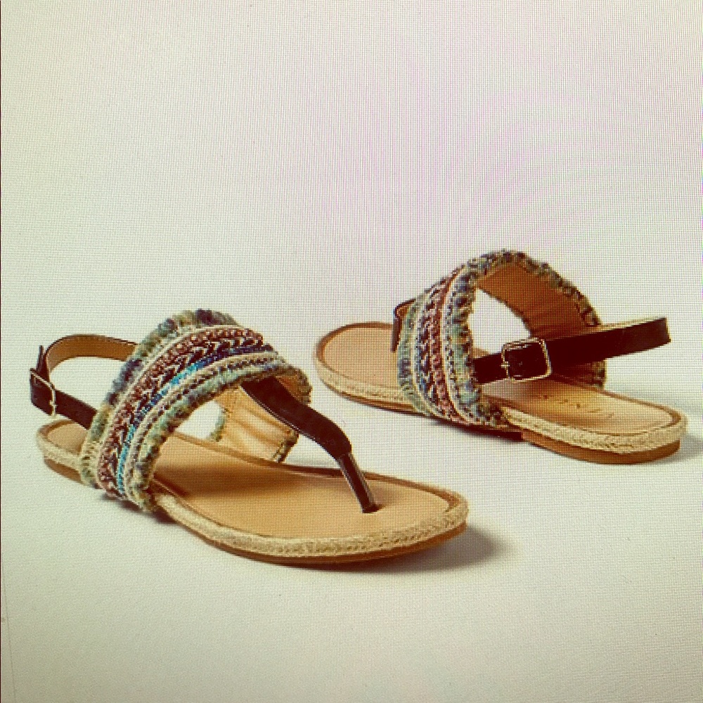 Beaded fray detail sandal