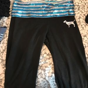 Victoria's Secret pink yoga pants with sequins