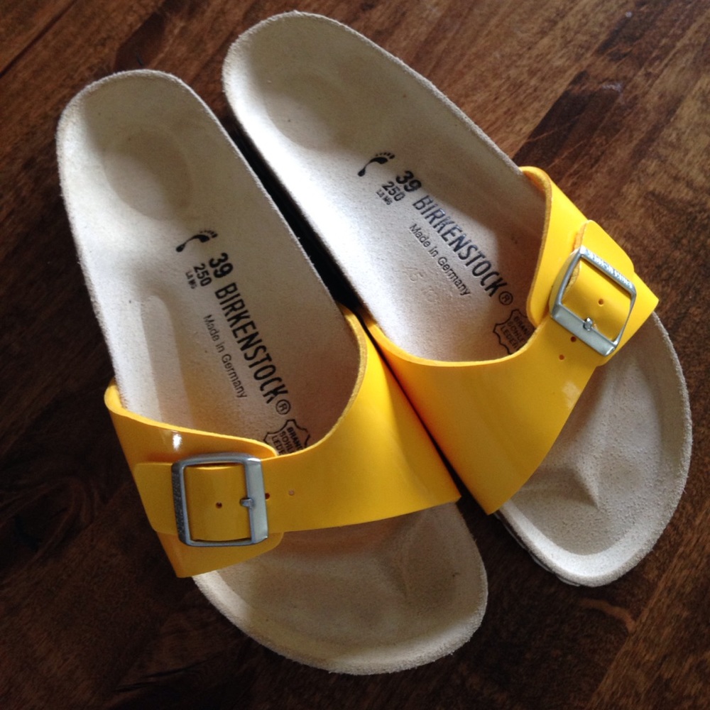 Birkenstock Madrid slide yellow birko flor