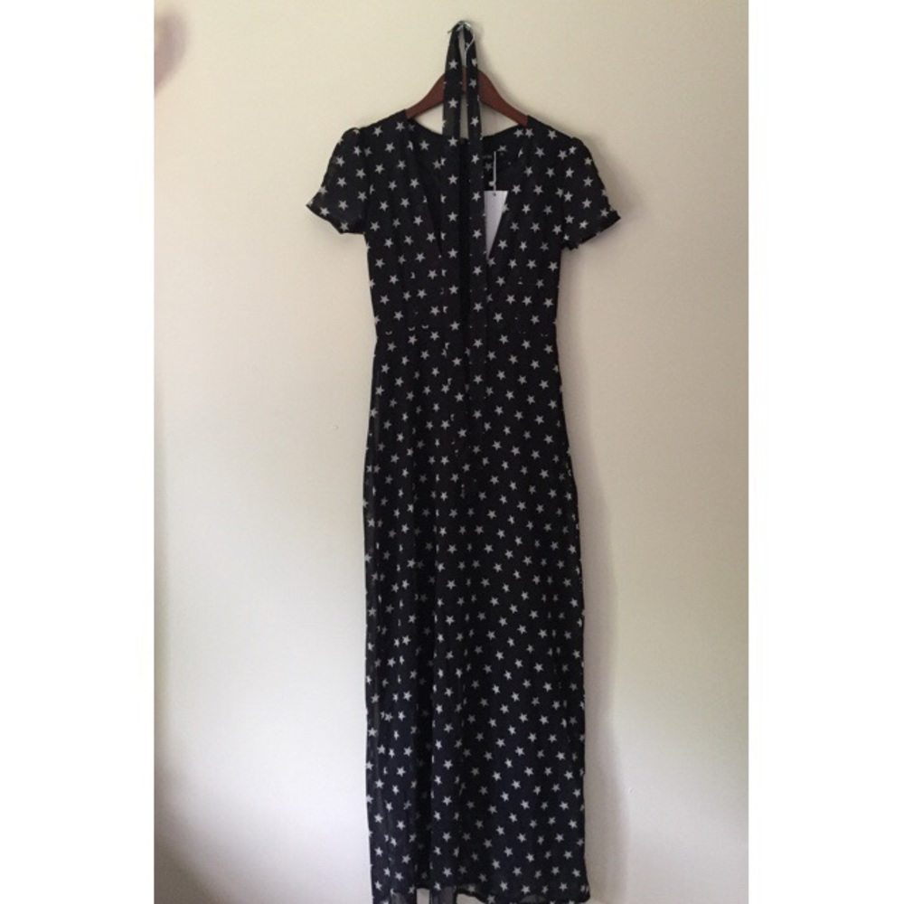Don't Lie Black And White Starred Maxi Dress