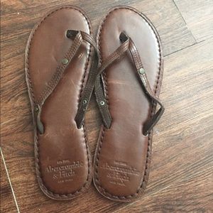Abercrombie Brown Leather Flip Flops