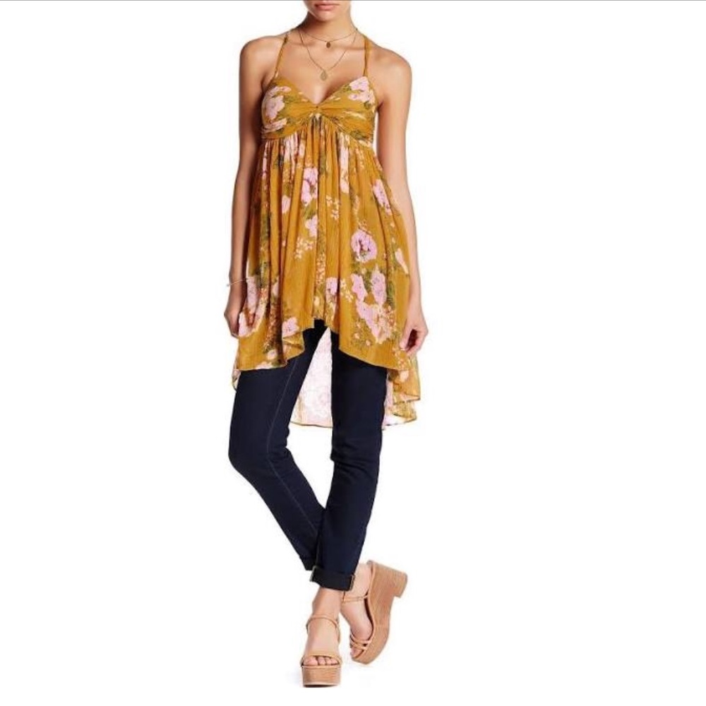 Free People Yellow Mirage Hi-Lo Tank/Tub Top