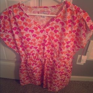 NWT Pink/Orange elephant scrub top