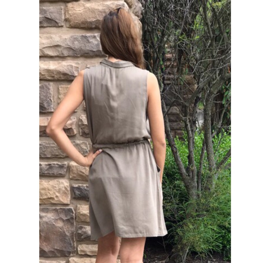 Olive Green Pocket Slip Dress - Picture 3 of 4