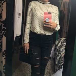 Black and white polka dot blouse