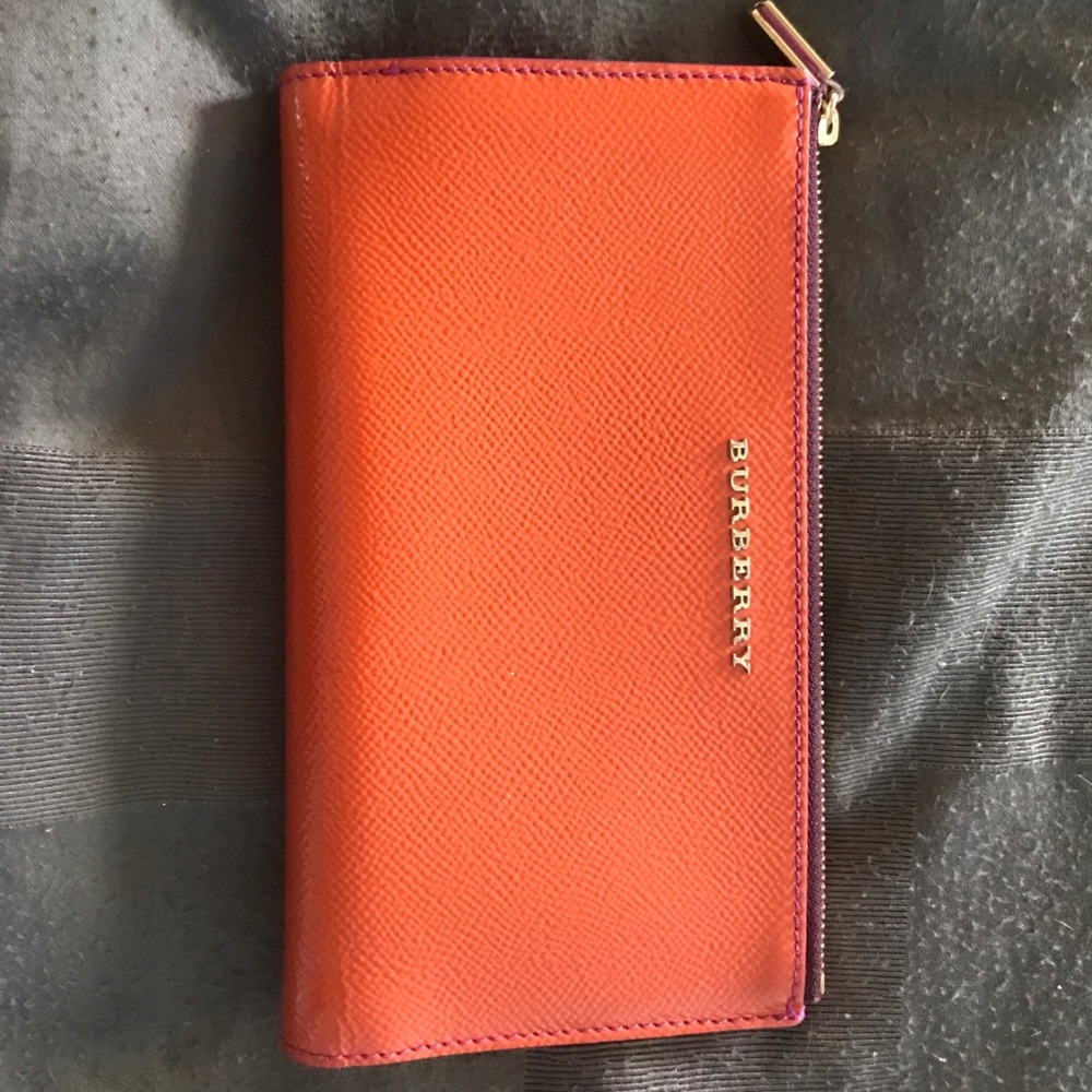 Authentic Burberry orange and magenta wallet
