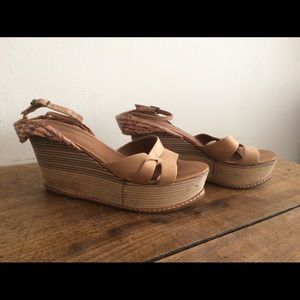 Derek Lam platforms, leather & snakeskin straps