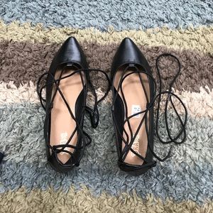 Black, lace up, sandals