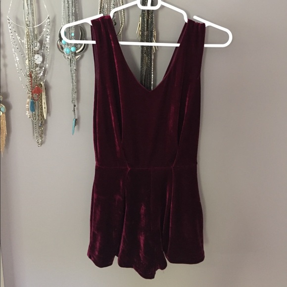 Burgundy Velvet Romper - Picture 1 of 2