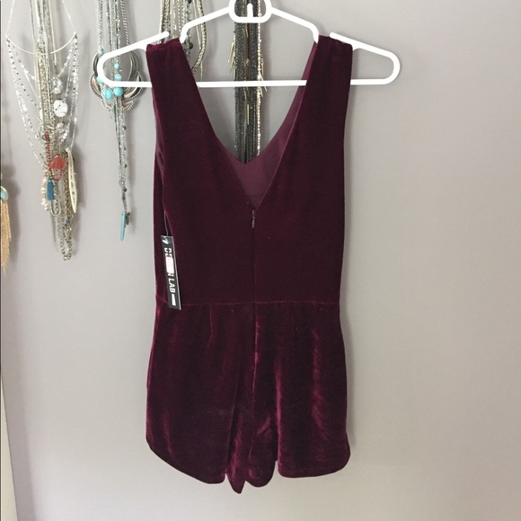 Burgundy Velvet Romper - Picture 2 of 2