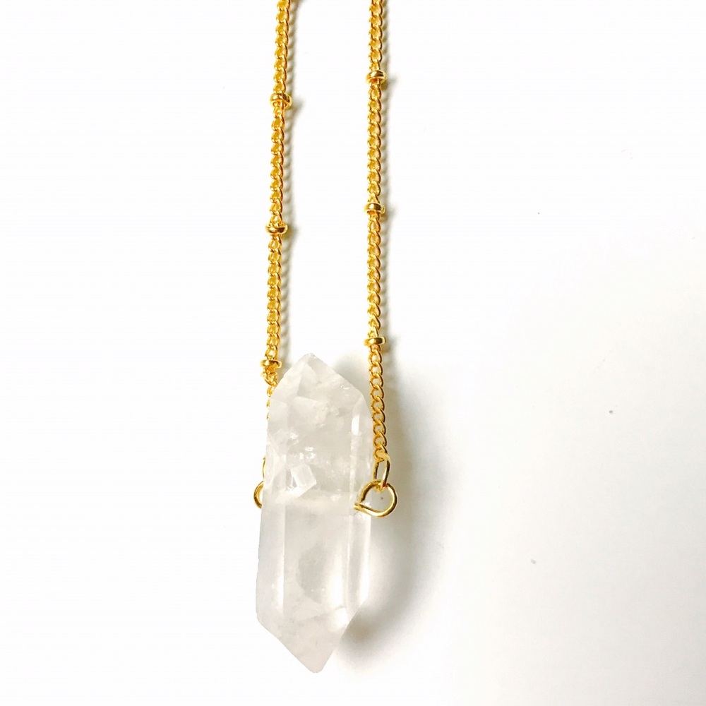 Crystal Quartz Shard Chunky Necklace, 24K - Picture 2 of 4