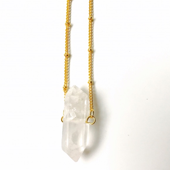 Crystal Quartz Shard Chunky Necklace, 24K - Picture 2 of 4