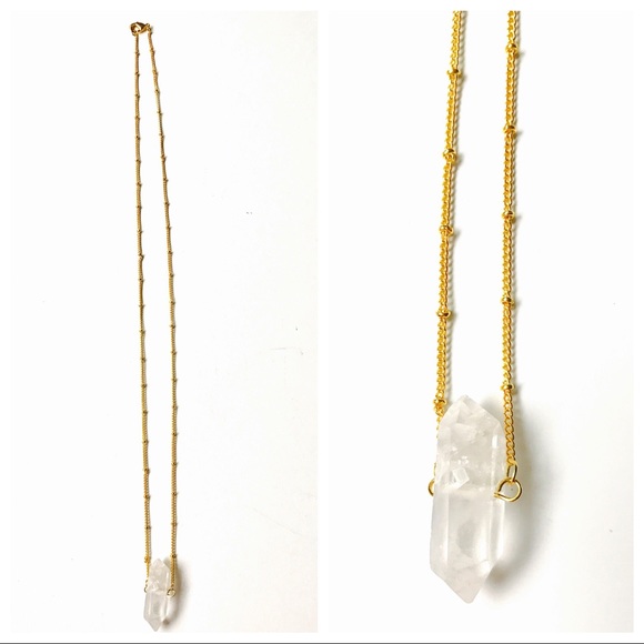 Crystal Quartz Shard Chunky Necklace, 24K - Picture 3 of 4