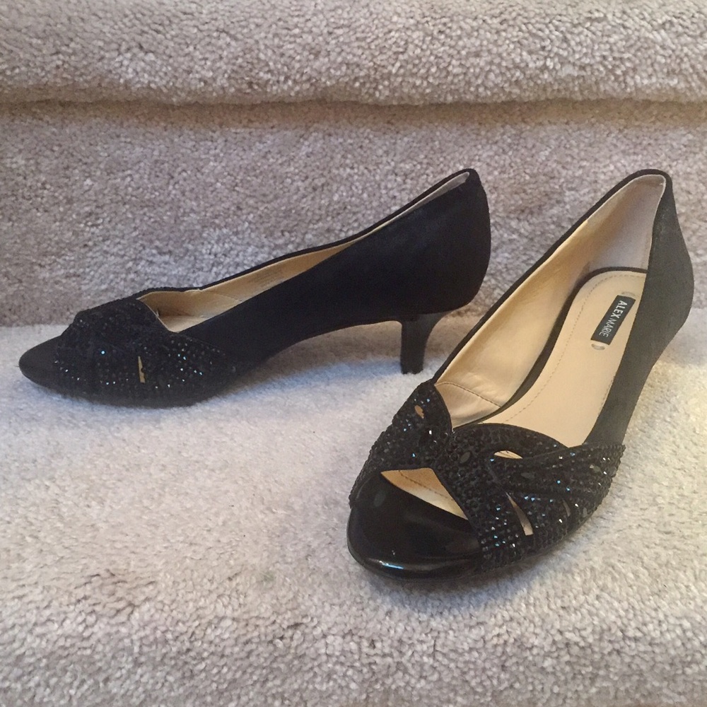 Alex Marie Heels Black Open Toe Low heel Size 6.5