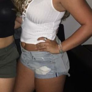 Urban Outfitters mid rise slayer jean shorts
