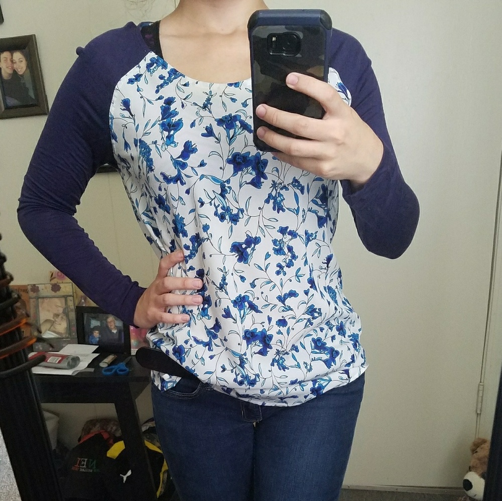 Navy Blue Floral Shirt