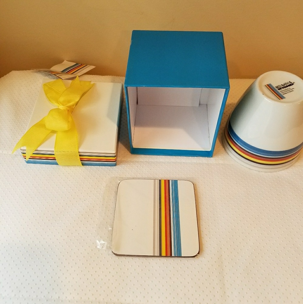 NWOT. RAINBOW design coffee cup & coaster gift set