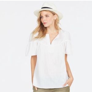 White Flutter Sleeve Top