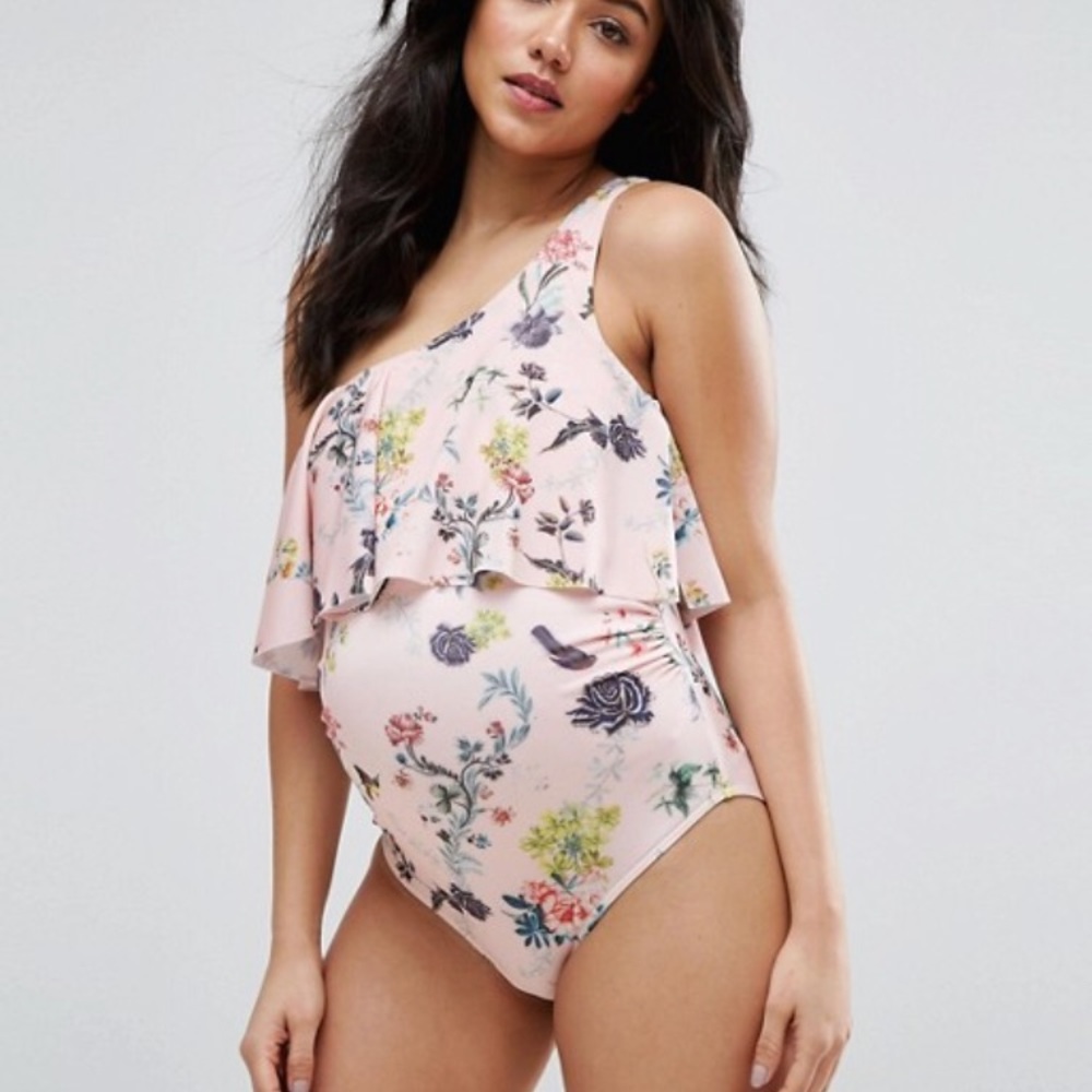 One shoulder maternity swimsuit